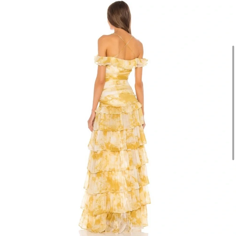 REVOLVE Yellow Tiered Ruffle Maxi Dress - Picture 3 of 10